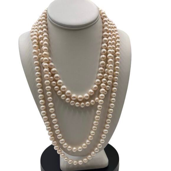 J. Crew Vintage Four MultiStrand Hand Knotted Off White Pearl Layering Necklace - Picture 1 of 10